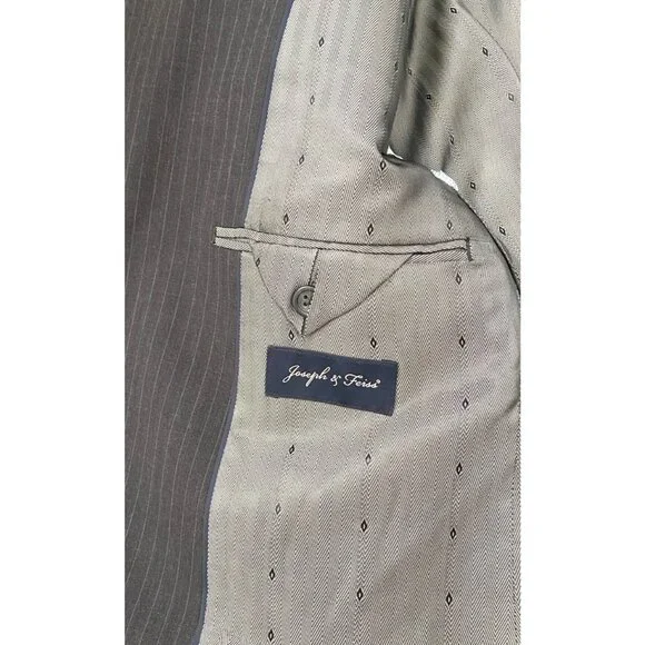 Joseph & Feiss 40S Dark Gray Pinstriped 100% Wool 2 Btn Blazer Sport Coat Jacket - Picture 4 of 7